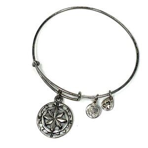 Alex and Ani Compass Charm Bracelet Silver Finish - Expands 2"- 3.5"